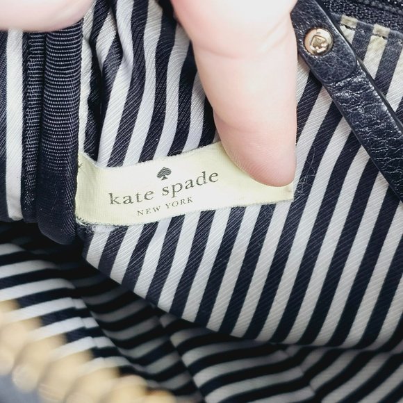 Kate Spade Lombard Street Cayli Black Leather Crossbody Bag Striped Designer - Picture 11 of 14